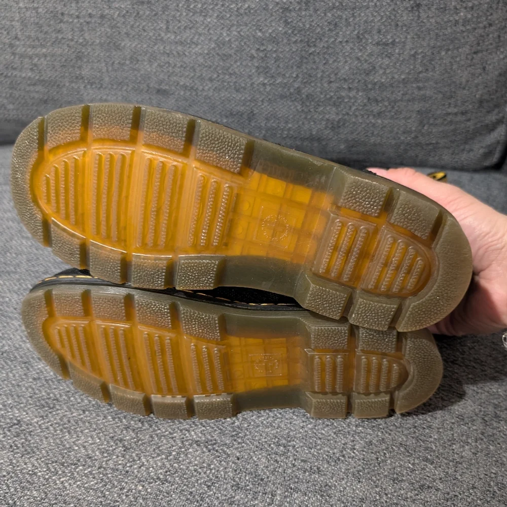 Dr. Martens Black Combat Boots with Yellow Stitching